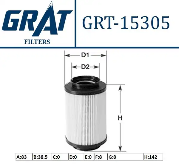 GRAT 15305 | Yakıt Filtresi VW Caddy 04 08 Golf 04 14 Audi A3 04 07 Leon 06 10 Octavia 04 08