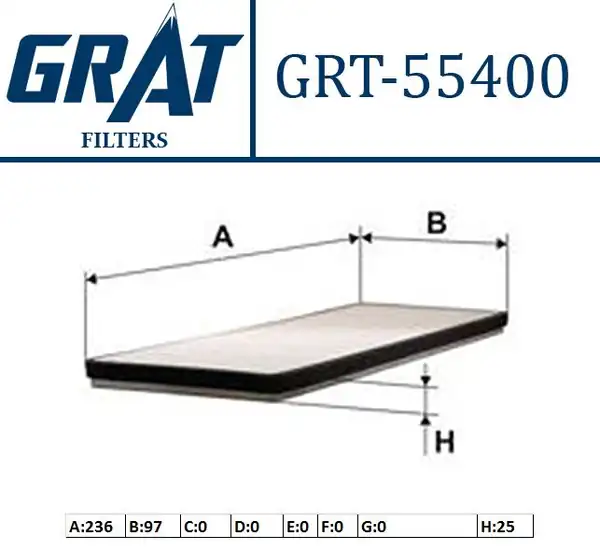 GRAT 55400 | Kabin Filtresi Ssyangyong Actyon 2 0xdi 07 Actyon Sports 2 0xdi Kyron 2 0xdi 05