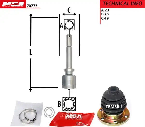 MGA 70777 | Aks Kafası Sağ İç Renault Megane II Otomatik Vites