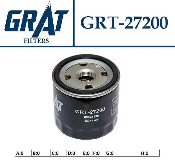GRAT 27200 | Yağ Filtresi Alfa Romeo 145 95 146 1 4 1 6 96 147 1 6ts 01 10 156 1 6ts 00 Panda 1 2 03