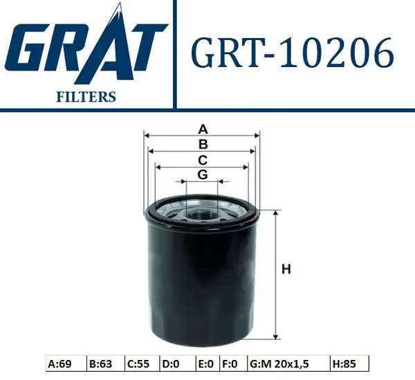 GRAT 10206 | Yağ Filtresi Fiat Doblo 1 2 1 4 Palio 1 2 Punto 1 2 1 4 Albea 1 2 1 4 Hyundai Accent Blue Benzin