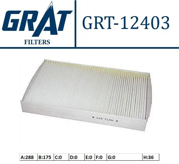 GRAT 12403 | Kabin Filtresi Kanatsiz Peugeot 307 308 Citroen C2 C3 C4