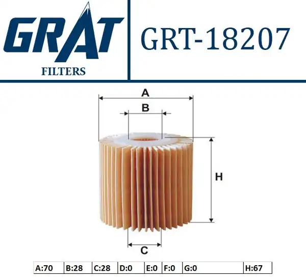 GRAT 18207 | Yağ Filtresi Toyota Corolla 10 12 1 4 D4d Auris 10 12 1 4 D4d Urban Cruiser 13 1 4 D4d