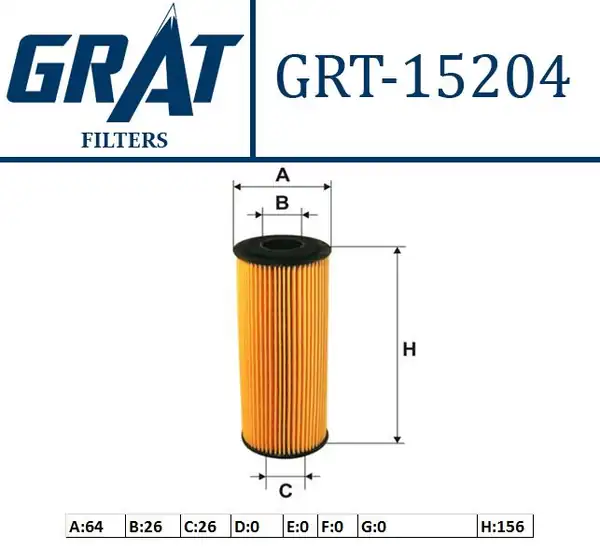 GRAT 15204 | Yağ Filtresi VW Golf Caddy Crafter LT Passat Audi A3 A4 A6 Seat Leon Skoda Octavia
