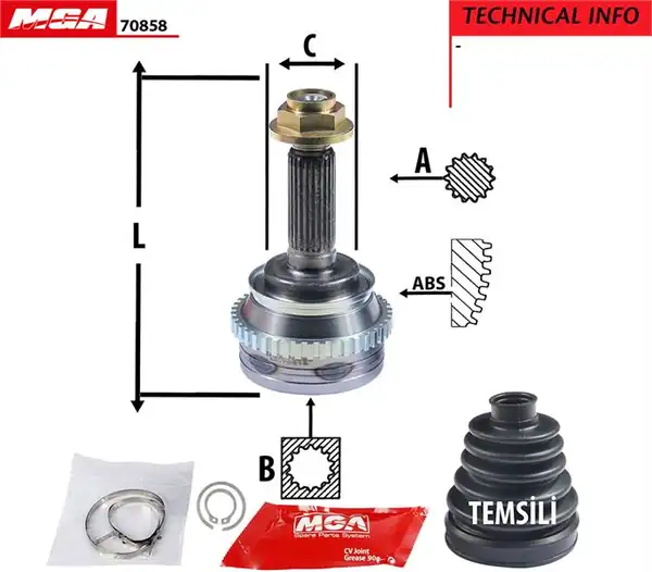 MGA 70858 | Aks Kafa Dış ABS li Tata İndigo Marine 2004 Turbolu 25 28 52mm