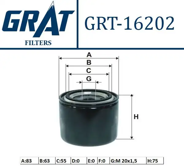 GRAT 16202 | Yağ Filtresi Hyundai Accent 1 3 1 5 1 6 Era Blue Elantra Getz İ20 İ30 Kona Tucson Honda CRV Civic Ford Ka Fiat Punto