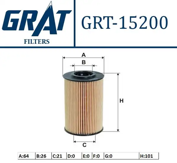 GRAT 15200 | Yağ Filtresi VW Amarok Caddy Crafter Golf Passat Polo Transporter 09 16 1 6 2 0 TDI