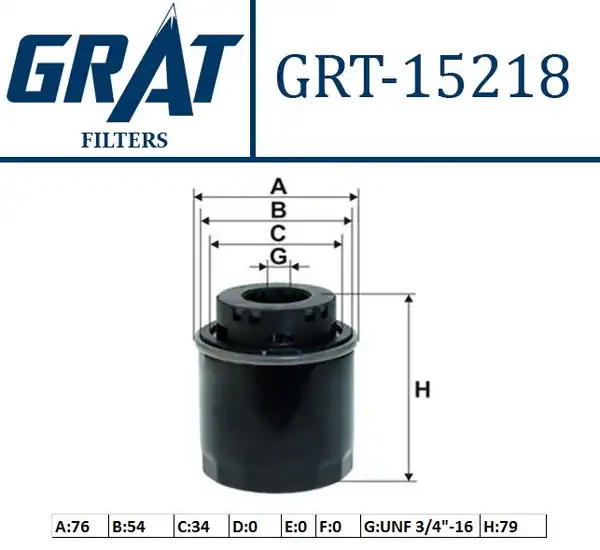 GRAT 15218 | Yağ Filtresi VW Golf VI 1 2tsi 09 Jetta IV Passat Tiguan 1 4tsi 11 Audi A1 1 2tfsi 10