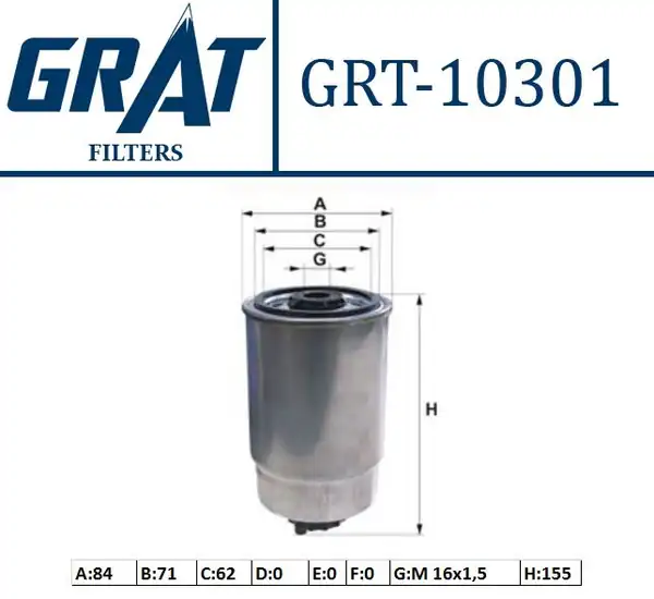 GRAT 10301 | Mazot Filtresi Fiat Doblo Freemont Ducato Peugeot Boxer Citroen Jumper 1 9 2 8 JTD Hdi
