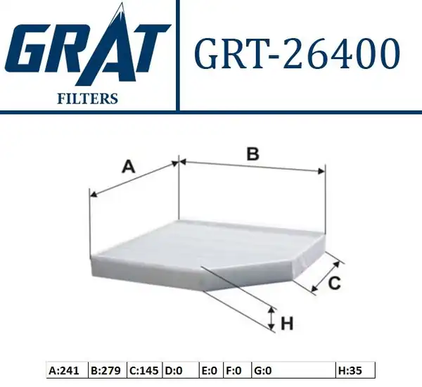 GRAT 26400 | Kabin Filtresi Audi A4 1 8tfsi 2 0 TFSI 3 0 TFSI 07 A5 2 0 TFSI İ 07 Q5 2 0 TFSI 2 0 TDI 09
