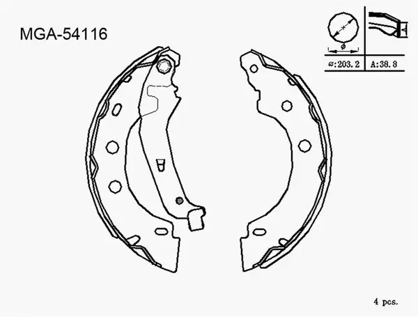 MGA 54116 | Kampana Balata Levyelı 38,5mm (Renault: Kangoo Kc0 / 1 Fc0 / 1 98-08) Küçük Tip