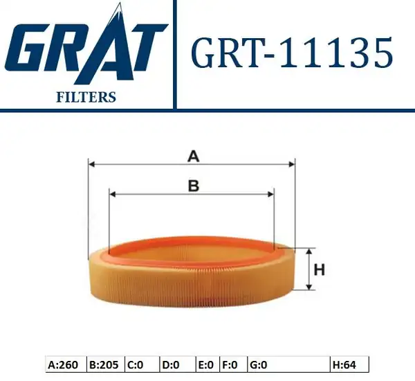 GRAT 11135 | Hava Filtresi Cercevesiz Renault R19 Clio Megane 1 4i Flash 1 7