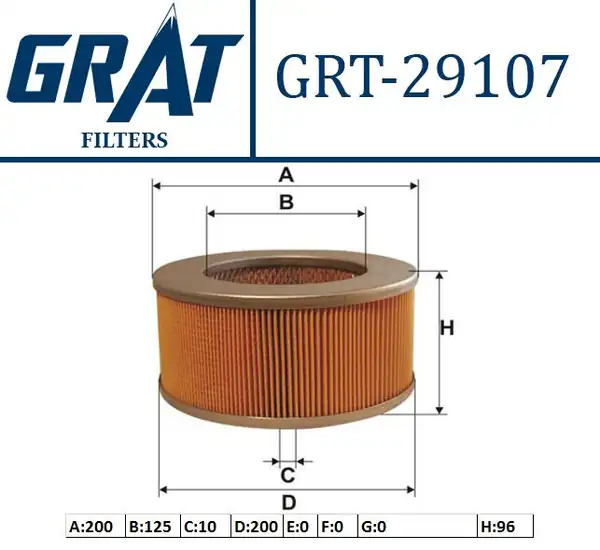 GRAT 29107 | Hava Filtresi Mazda E2200 Minibüs 90 Kapalı Tip Em
