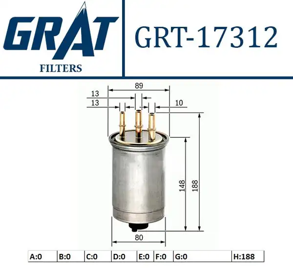 GRAT 17312 | Mazot Filtresi Muşursuz Ford Connect 1 8 TDCI Ssangyong Actyon Kyron Rexton Kia Bongo Hyundai H100