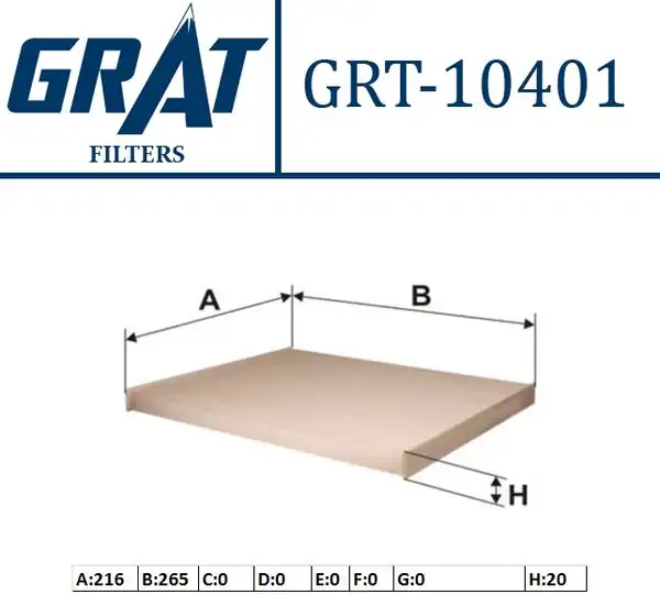 GRAT 10401 | Kabin Filtresi Alfa Mıto Fiat Doblo Fiorino Punto Citroen Nemo Opel Corsa D Combo D Adam 06
