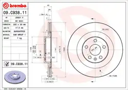 BREMBO 09.C938.11 | Volvo 2016 Model Sonrası Arka Disk 17 JANT S60 S90 V60 V90 XC40 XC60 XC90