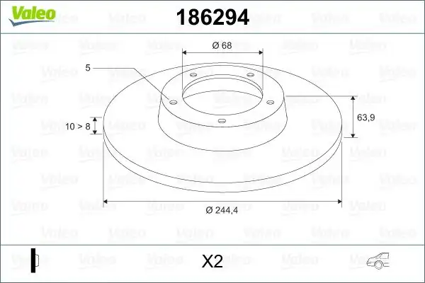 VALEO 186294 | Arka Fren Diski VW Passat B5 B5 Variant 1.8T 1.9-2.5 TDI 96-06