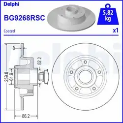 DELPHI BG9268RSC | Disk + Rulman Arka (Ad) 16-Megane.IV.Sedan (1.Disk + 1.Rulman) 30mm | 1 Adet