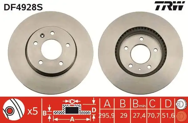 TRW DF4928S | Disk On (Ad) 07-Antara-Captiva Kaplamalı (Kutu Fıyat Tek) | 2 Adet Takım