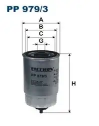 FILTRON PP979-3 | Mazot Filtresi 06-Era-Getz-Matrix-Cerato 1.5Crdi i30 1.6-2.0Crdi