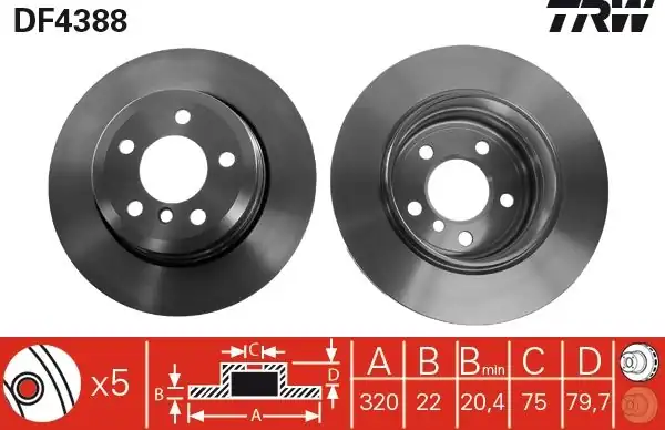 TRW DF4388 | Fren Diski Arka Bmw X3 E83 03 11 Xdrive 18 35 D İ 2 0 3 0 Havalı 320mm
