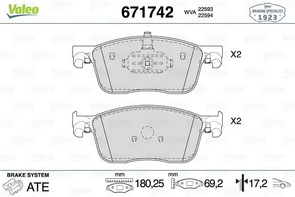 Valeo 671742 Fren Balata Ön Fiat Scudo Citroen Jumpy Peugeot Expert Opel Vivaro C Zafira Life