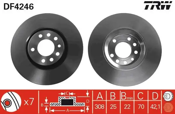 TRW DF4246 | Disk Ön Astra G/H Zafira B Corsa C/D/E Meriva B Adam 98-