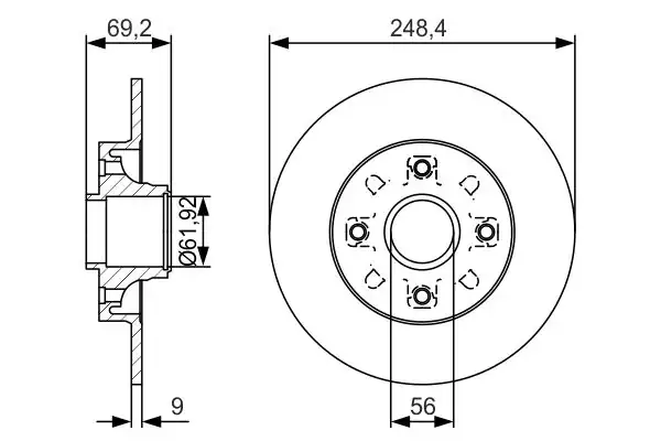 BOSCH 0986479S43 | Disk Arka (Ad) 07-Pt.207-208-307-C4 13-Pt.2008 Rulmansız | 2 Adet