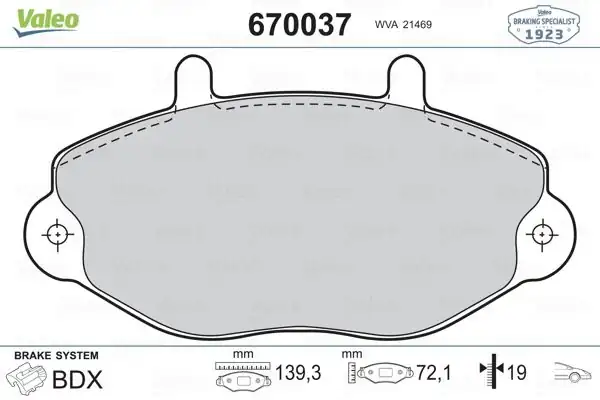 Valeo 670037 Ön Fren Balatası Ford Transit T15 Tourneo 91 00 138 mm