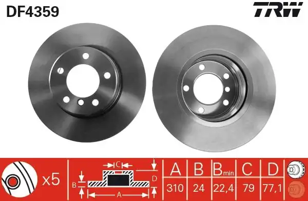 TRW DF4359 | Fren Diski Ön Bmw E60 E61 E63 E64 5 Serisi Havalı 310mm 03 10