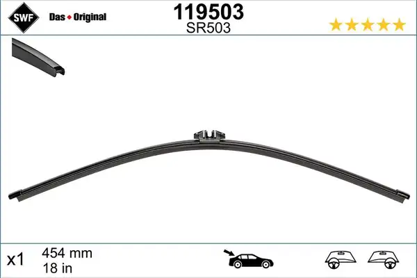 Valeo 119503 Silgi Süpürgesi Arka 45 5cm VW Transporter T5 T6 Caddy III Çift Kapı