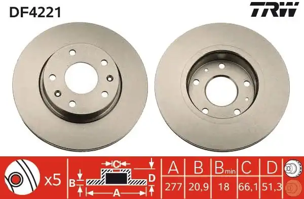 TRW DF4221 | Ön Fren Diski Freelander İ 96 06 5d 277mm Havalı 1 8 2 0 Td4 2 5