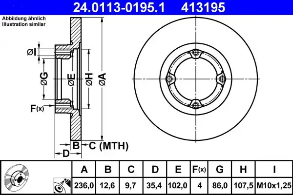 ATE 24.0113-0195.1 | Fren Diski | 2 Adet