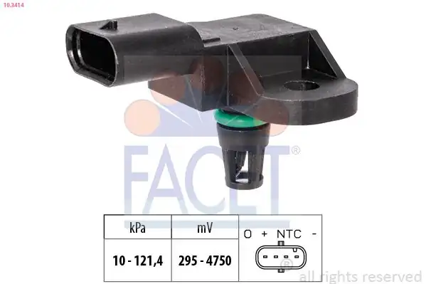 FACET 103414 | Emme Hava Basınç Sensörü Peugeot P2008 A94f P208 P21e P301 P208 Citroen C Elysee C3 III Opel Corsa F
