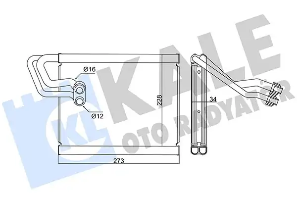 Kale Radyatör 416940 Evaporatör Hyundai İ20 08 14 Valfsiz Brazing Al Al228 273x34