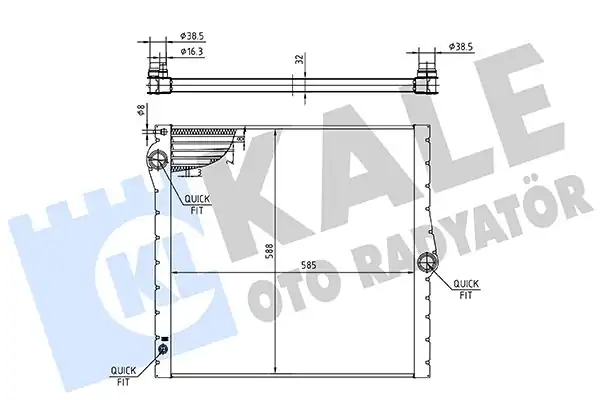 Kale Radyatör 361720 Su Radyatörü Bmw X5 E70 06 10 M-T Brazing Al Al585 588x32