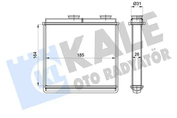 Kale Radyatör 360755 Kalorifer Radyatörü Lada Granta 2190 18 Borulu Keçeli Brazing Al Al160 185x26