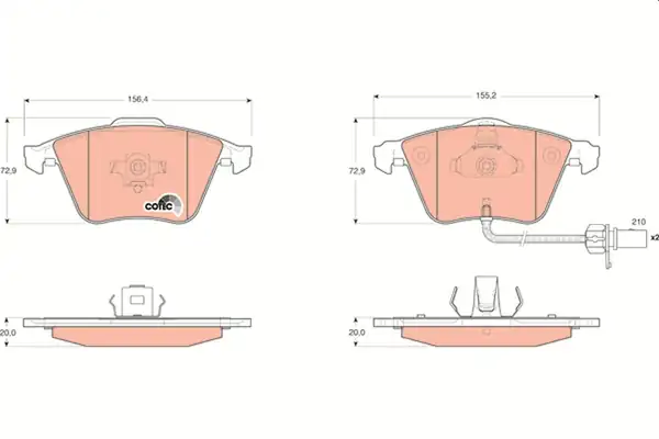 TRW GDB1659 | Ön Fren Balatası Kablolu 210mm Audi A6 05 11 1809806