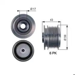 GATES OAP7112 | Alternatör Kasnağı Focus / Fiesta / C-Max / S40 / V50 1.6-2.0 TDCI