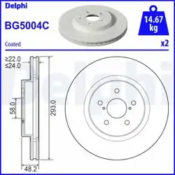 DELPHI BG5004C | Fren Diski Çiftli Paket Subaru Impreza HB/XV GT 16> Kaplamalı