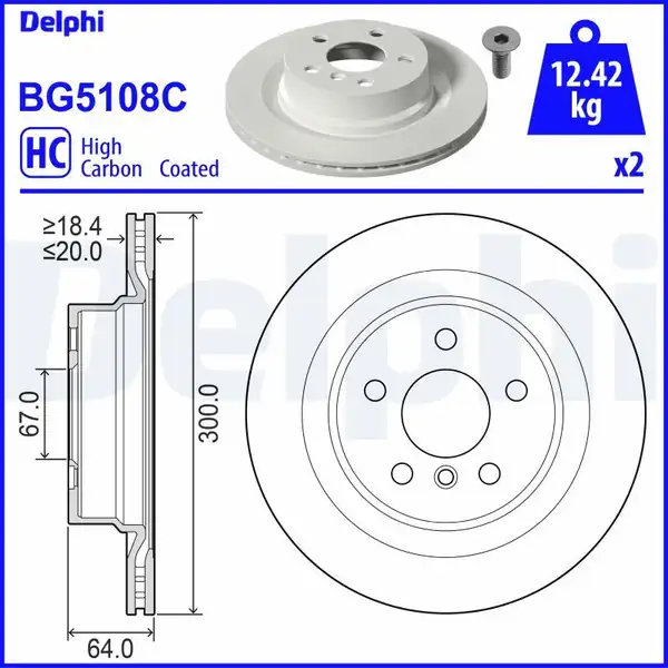 DELPHI BG5108C | Disk Arka Bmw G20 G21 G22 G23 G28 G80 G81 18