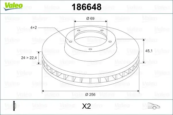 Valeo 186648 Fren Diski Ön Santamo 2 0 16v Joice 2 0 Sportage 04 Galant VI 1 8 Turbo D 2 0 Gtı 16v