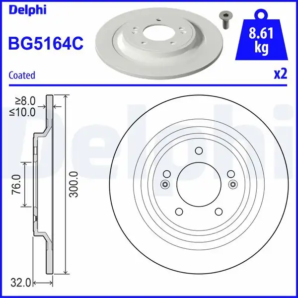 DELPHI BG5164C | Fren Diski Arka Hyundai Tucson 2021 1808266