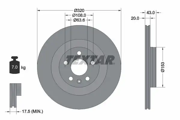 TEXTAR 92309703 | Fren Diski Volvo Xc90 16 Arka 2 Adet