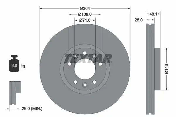 TEXTAR 92232305 | Fren Diski Opel Combo E Grandland X 304mm Ön 2 Adet