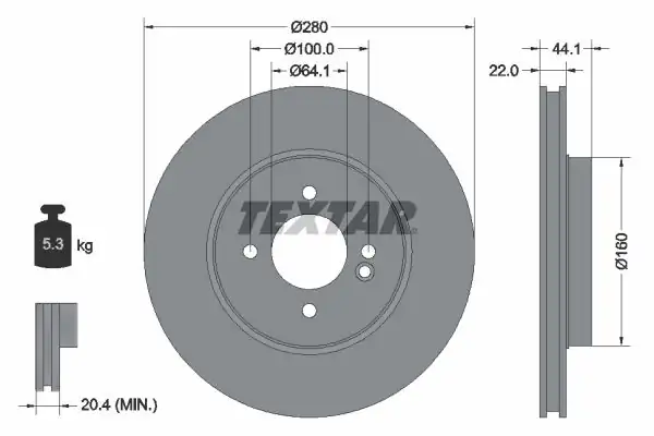TEXTAR 92157905 | Fren Diski Mini R 55 56 57 58 59 Ön Tek 2 Adet 944208