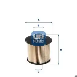 UFI 26.104.00 | Mazot Filtresi 14-Pt.208-301-308-508-2008-3008-5008-C3-C4-C5-Ds3-Prt-Brl-Exp-Jmp 1.6-2.0Hdi Euro6