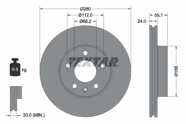 TEXTAR 92083805 | Fren Diski VW T4 2 5 TDI Ön Soğutmalı 2 Adet