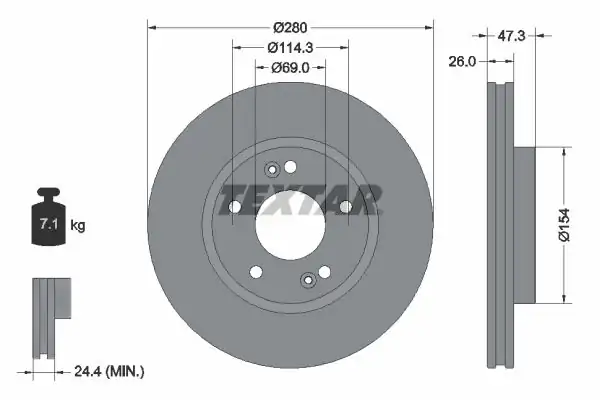 TEXTAR 92133905 | Fren Diski Tucson Sportage İx20 2 0 CRDI 02 06 Ön 2 Adet