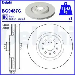 DELPHI BG9487C | Fren Diski (Tekli Paket) Boyalı On Maseratı Ghıblı III Quattroporte VI